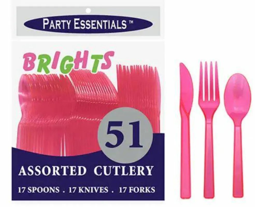 Neon Pink Cutlery – 51 Pieces/Pack