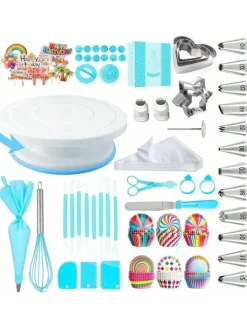 New Cake Decorating Supplies Kit Tools 255pcs, Cake Decorating Set with Cake Turntable