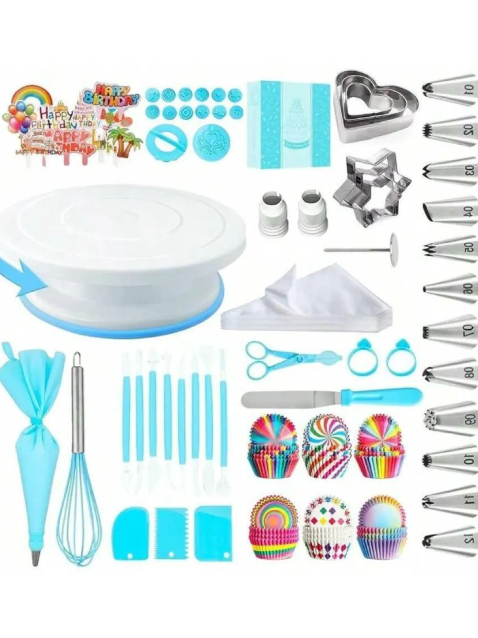 New Cake Decorating Supplies Kit Tools 255pcs, Cake Decorating Set with Cake Turntable