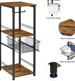 NEX™ 28" Freestanding 3-Tier Storage Shelf with Basket Drawer & Toilet Paper Holder