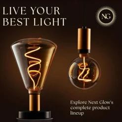 Next Glow Edison LED Bulb – Vintage Diamond, Warm White, Dimmable E26 Decorative