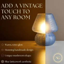 Next Glow Mushroom Lamp - Retro Funky Aesthetic LED Table Lamp, Dimmable E26 Socket Bulb