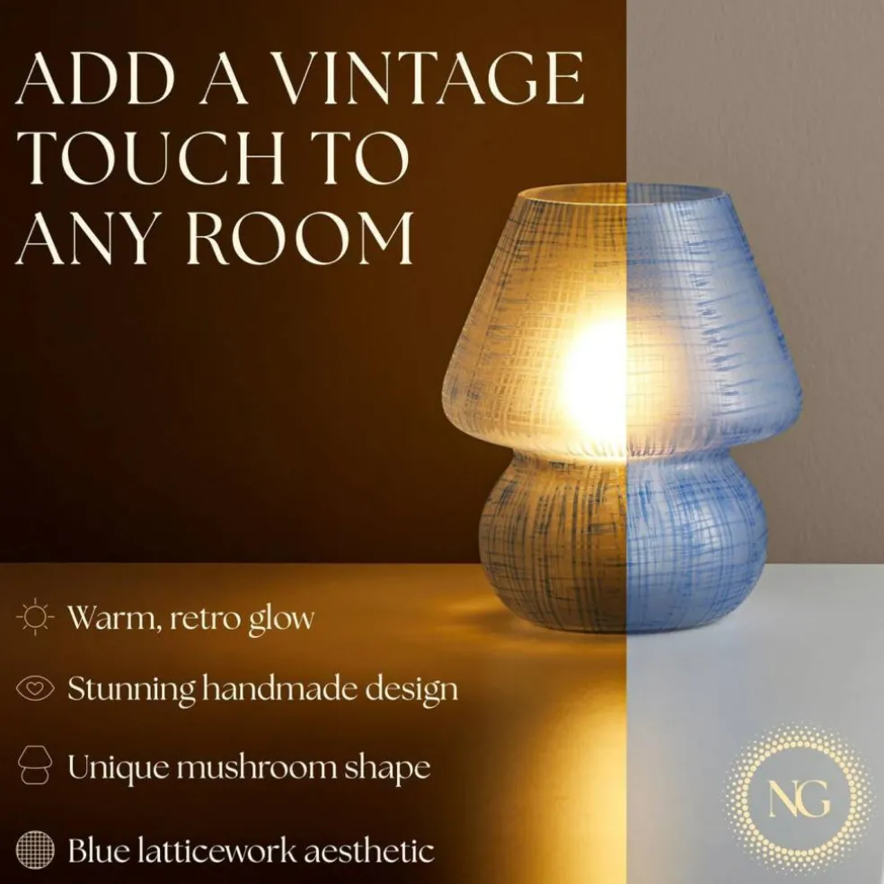 Next Glow Mushroom Lamp - Retro Funky Aesthetic LED Table Lamp, Dimmable E26 Socket Bulb