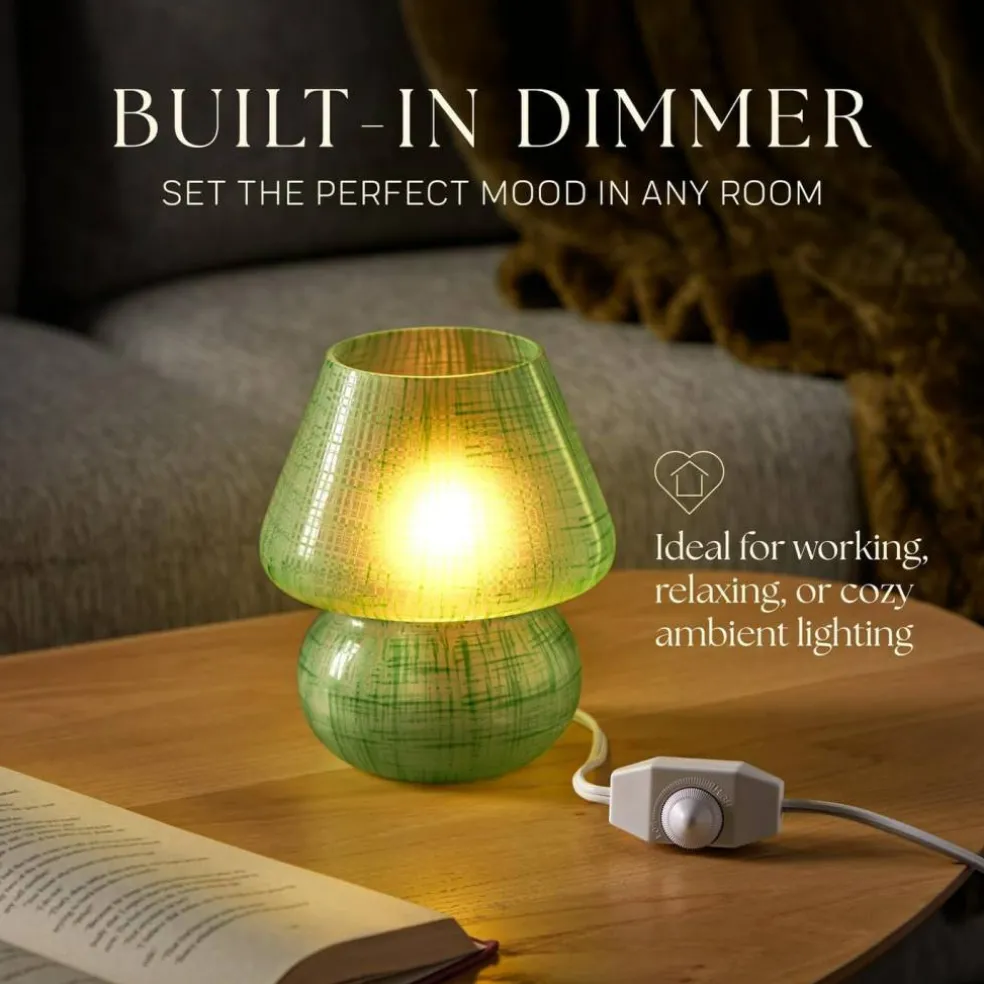 Next Glow Mushroom Lamp - Retro Funky Aesthetic LED Table Lamp, Dimmable E26 Socket Bulb