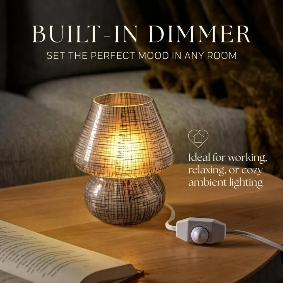 Next Glow Mushroom Lamp - Retro Funky Aesthetic LED Table Lamp, Dimmable E26 Socket Bulb