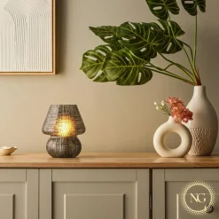 Next Glow Mushroom Lamp - Retro Funky Aesthetic LED Table Lamp, Dimmable E26 Socket Bulb