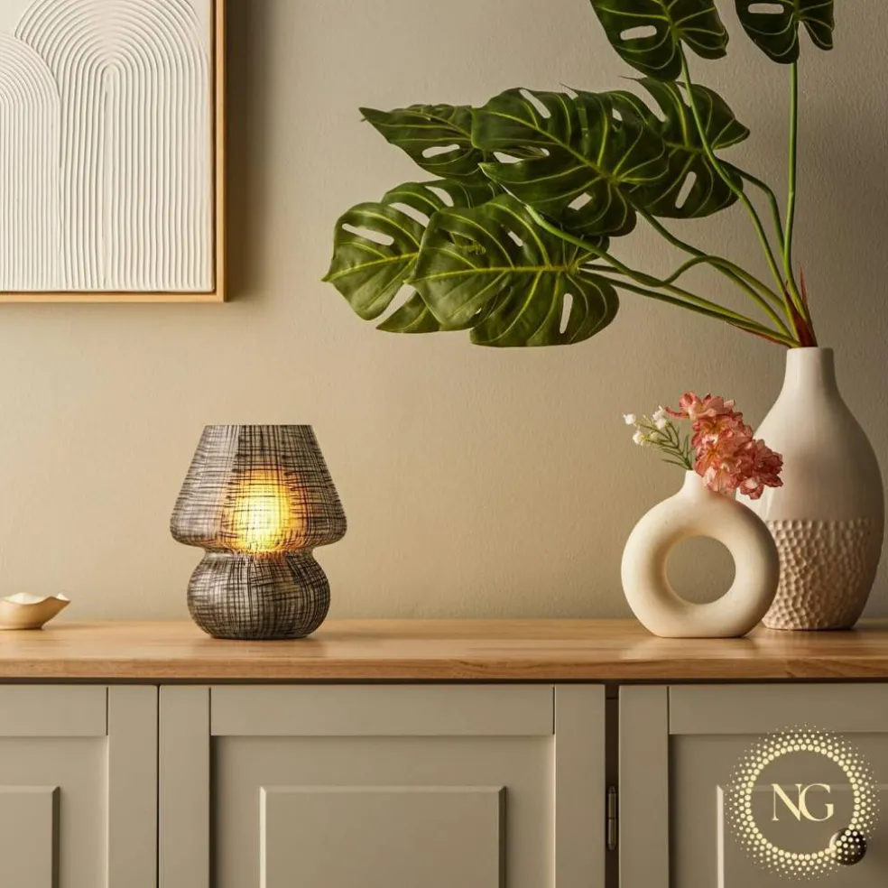 Next Glow Mushroom Lamp - Retro Funky Aesthetic LED Table Lamp, Dimmable E26 Socket Bulb
