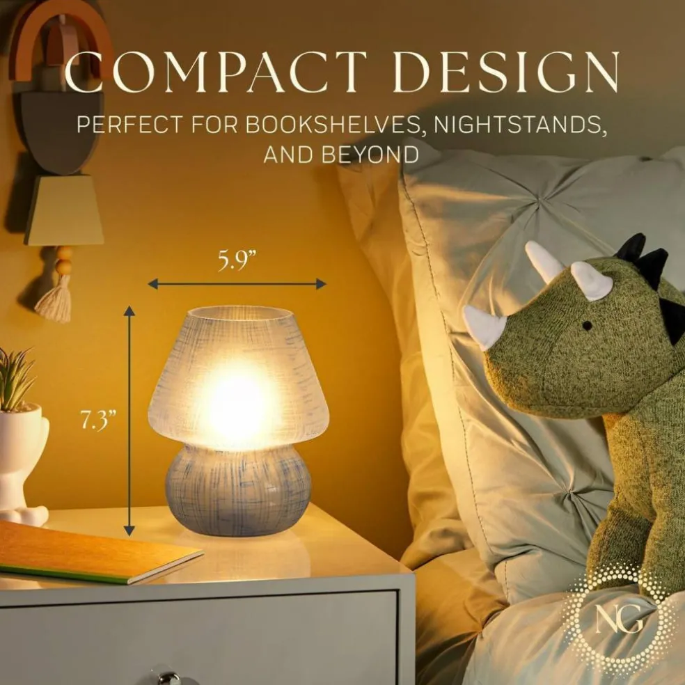 Next Glow Mushroom Lamp - Retro Funky Aesthetic LED Table Lamp, Dimmable E26 Socket Bulb