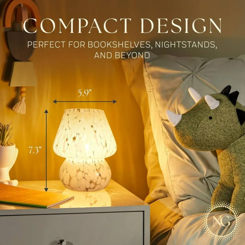 Next Glow Mushroom Lamp - Retro Funky Aesthetic LED Table Lamp, Dimmable E26 Socket Bulb