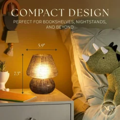 Next Glow Mushroom Lamp - Retro Funky Aesthetic LED Table Lamp, Dimmable E26 Socket Bulb