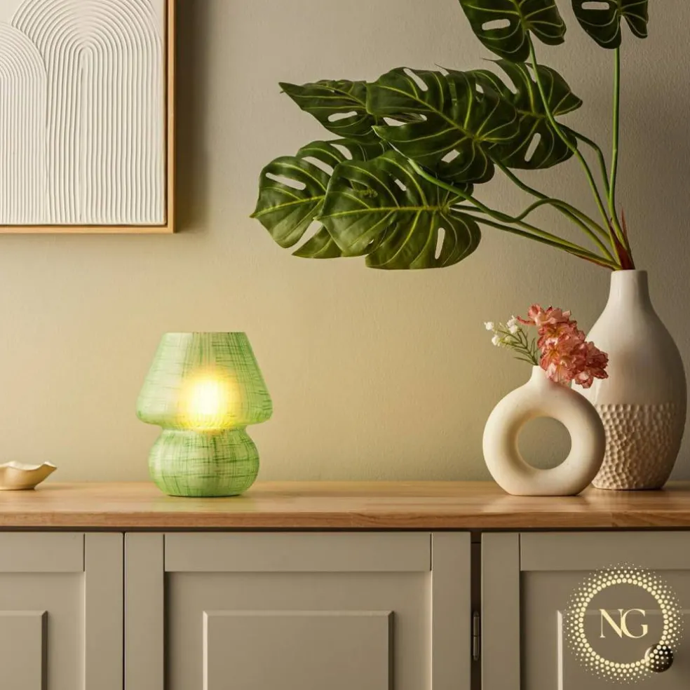 Next Glow Mushroom Lamp - Retro Funky Aesthetic LED Table Lamp, Dimmable E26 Socket Bulb