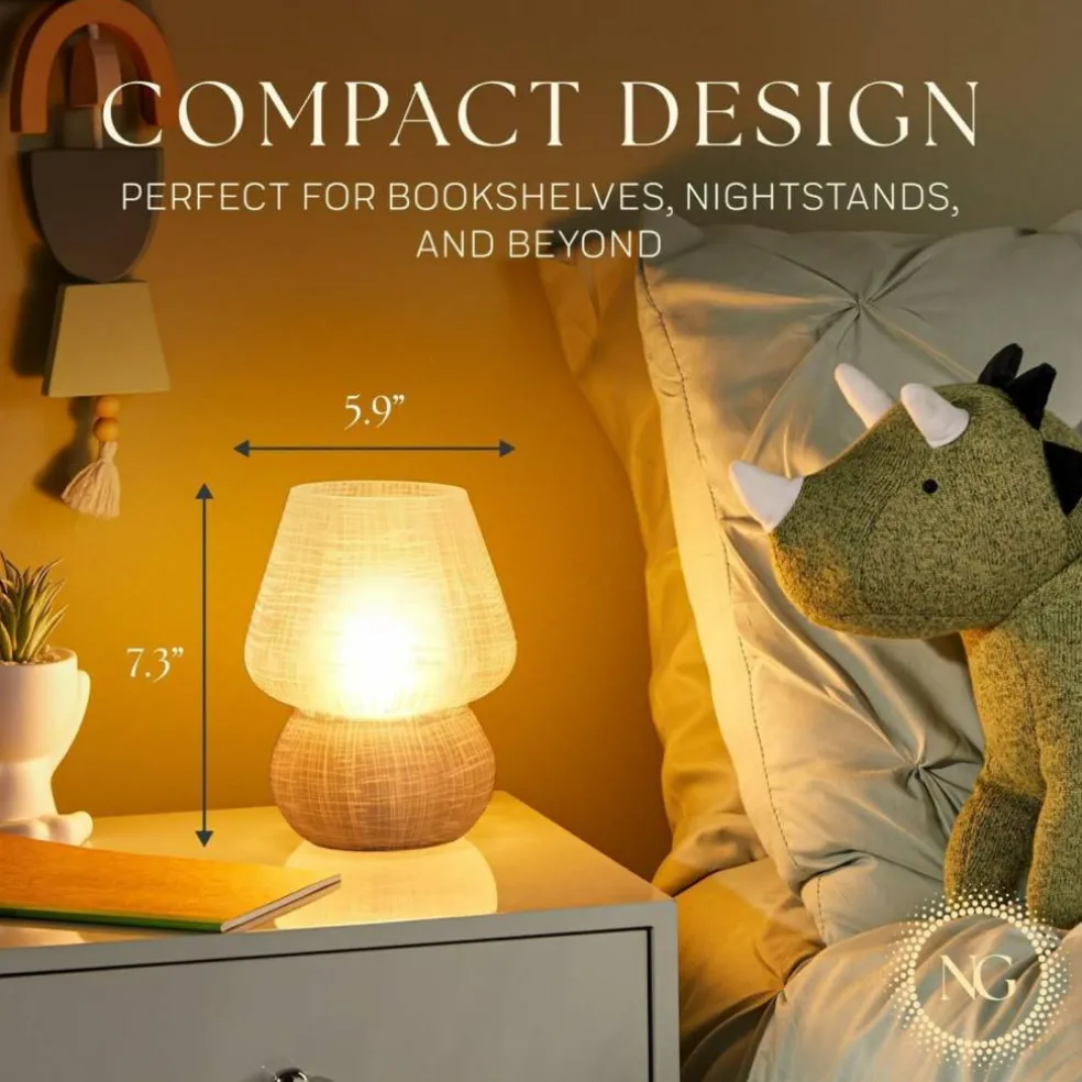 Next Glow Mushroom Lamp - Retro Funky Aesthetic LED Table Lamp, Dimmable E26 Socket Bulb