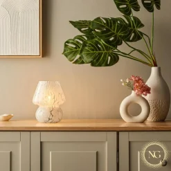 Next Glow Mushroom Lamp - Retro Funky Aesthetic LED Table Lamp, Dimmable E26 Socket Bulb