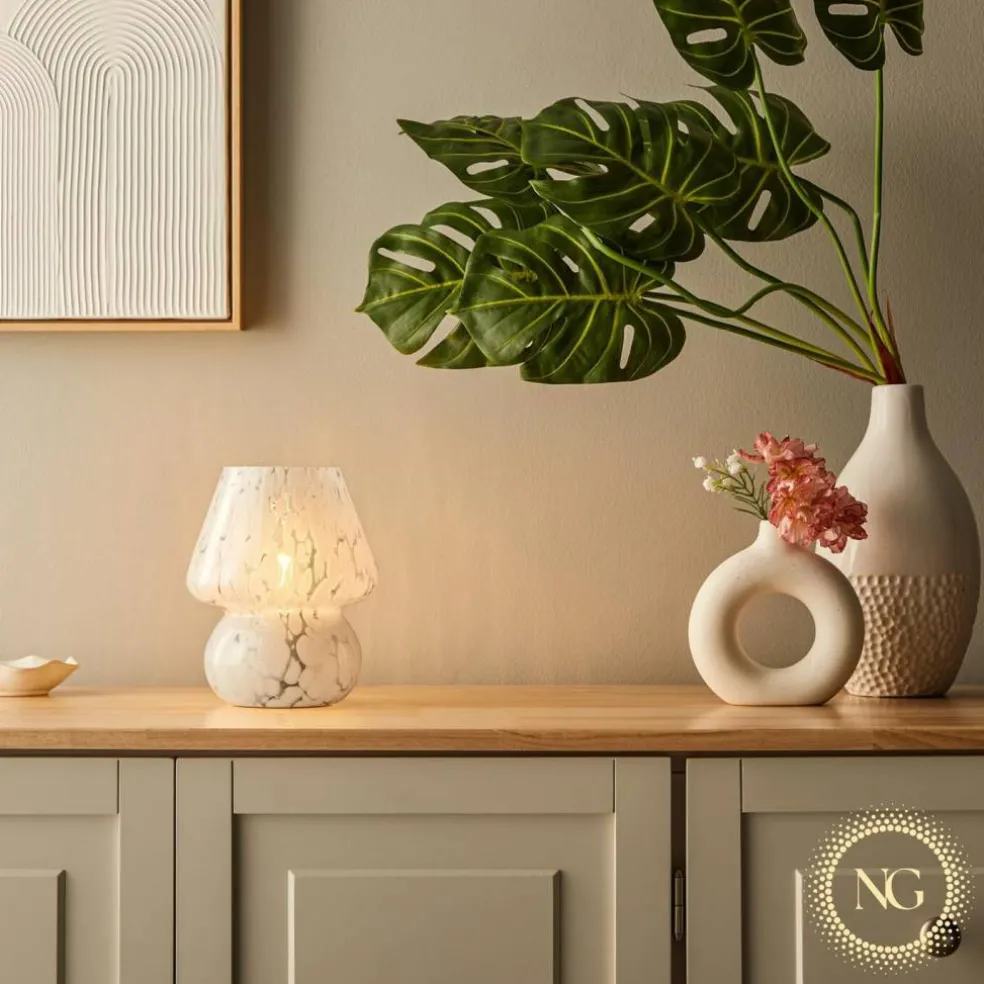 Next Glow Mushroom Lamp - Retro Funky Aesthetic LED Table Lamp, Dimmable E26 Socket Bulb