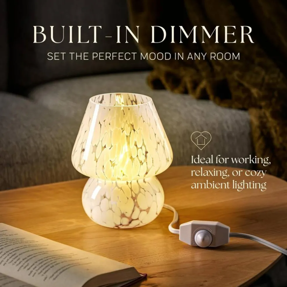 Next Glow Mushroom Lamp - Retro Funky Aesthetic LED Table Lamp, Dimmable E26 Socket Bulb