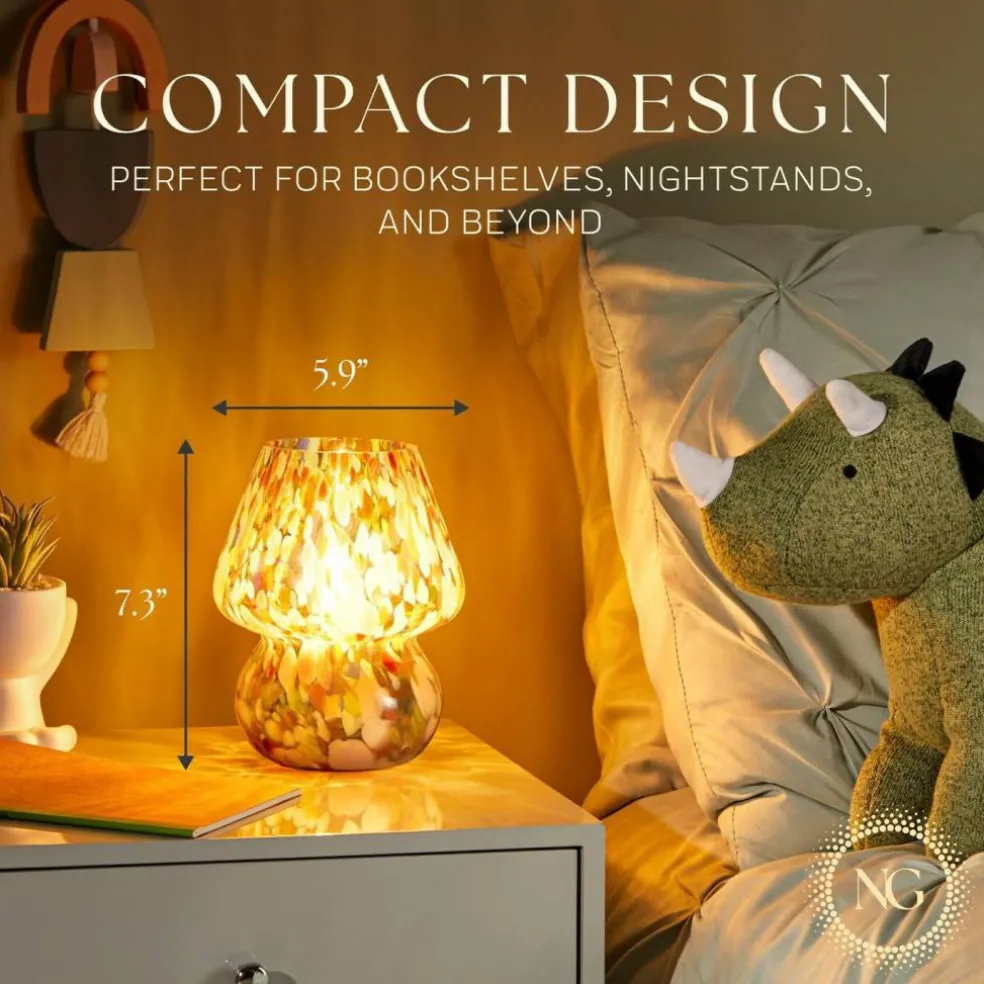 Next Glow Mushroom Lamp - Retro Funky Aesthetic LED Table Lamp, Dimmable E26 Socket Bulb