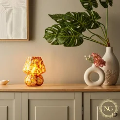Next Glow Mushroom Lamp - Retro Funky Aesthetic LED Table Lamp, Dimmable E26 Socket Bulb