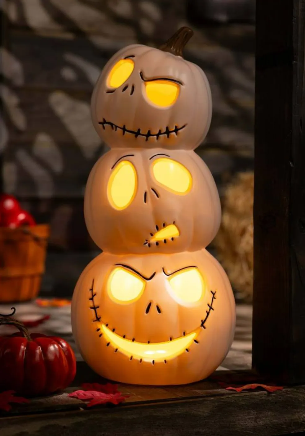 Nightmare Before Christmas Jack Stacked Light Up Pumpkins