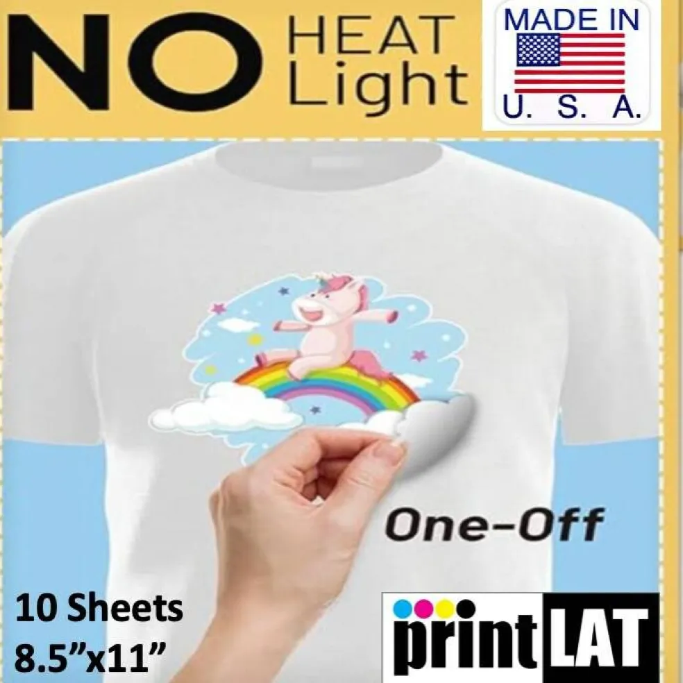 NO HEAT Transfer Paper for Light Fabrics 8.5"x11" Sheets