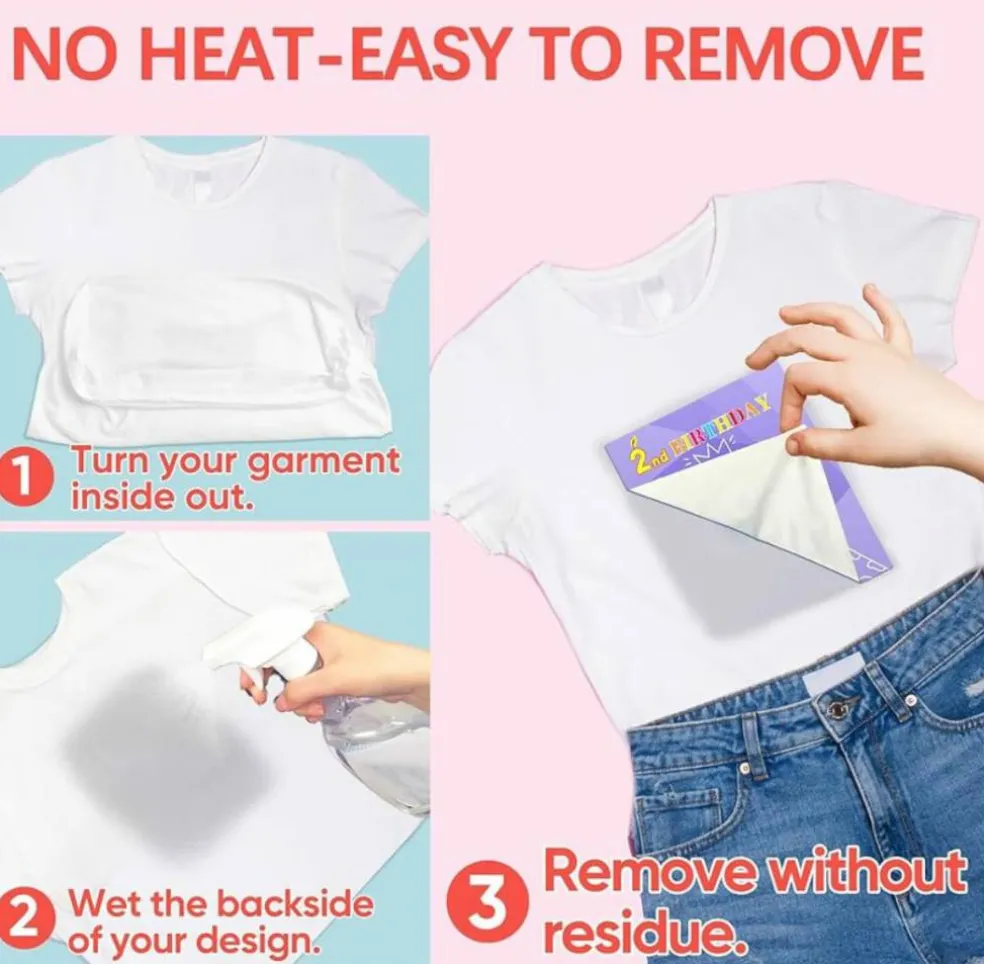 NO HEAT Transfer Paper for Light Fabrics 8.5"x11" Sheets
