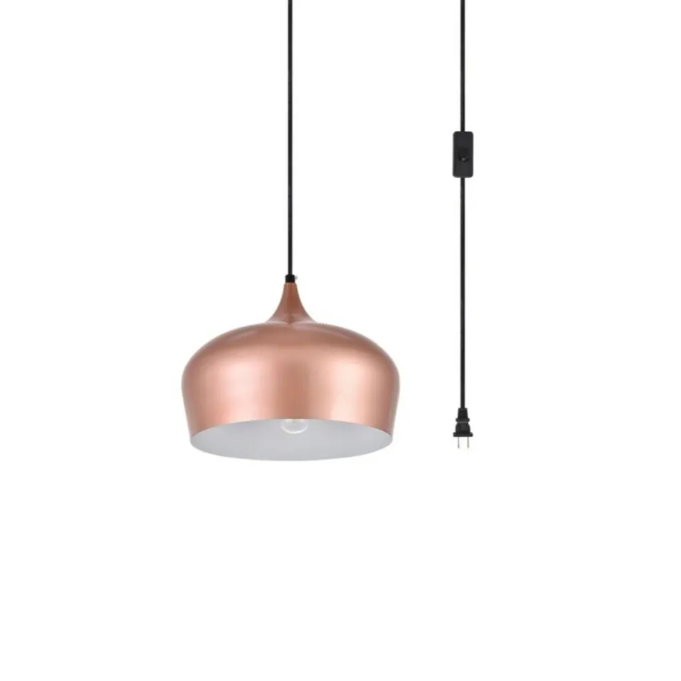 Nora 1 Light honey gold plug-in pendant