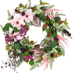 Northlight Artificial Astilbe and Thistle Mixed Spring Floral Wreath - 24"