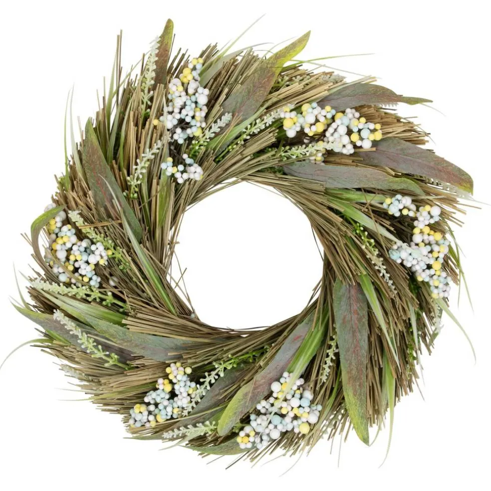 Northlight Artificial Mixed Foliage with Berries Spring Wreath - 12"