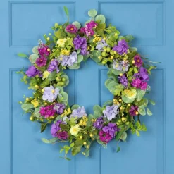 Northlight Eucalyptus and Hydrangea Artificial Spring Floral Wreath - 24" - Purple