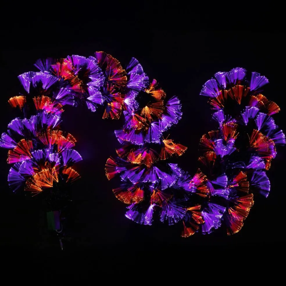 Northlight 6ft. Fiber Optic Orange & Purple LED Artificial Black Halloween Garland