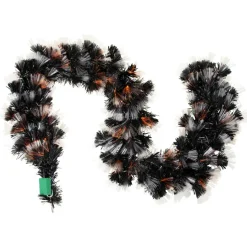 Northlight 6ft. Fiber Optic Orange & Purple LED Artificial Black Halloween Garland