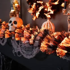 Northlight 6ft. Fiber Optic Orange & Purple LED Artificial Black Halloween Garland
