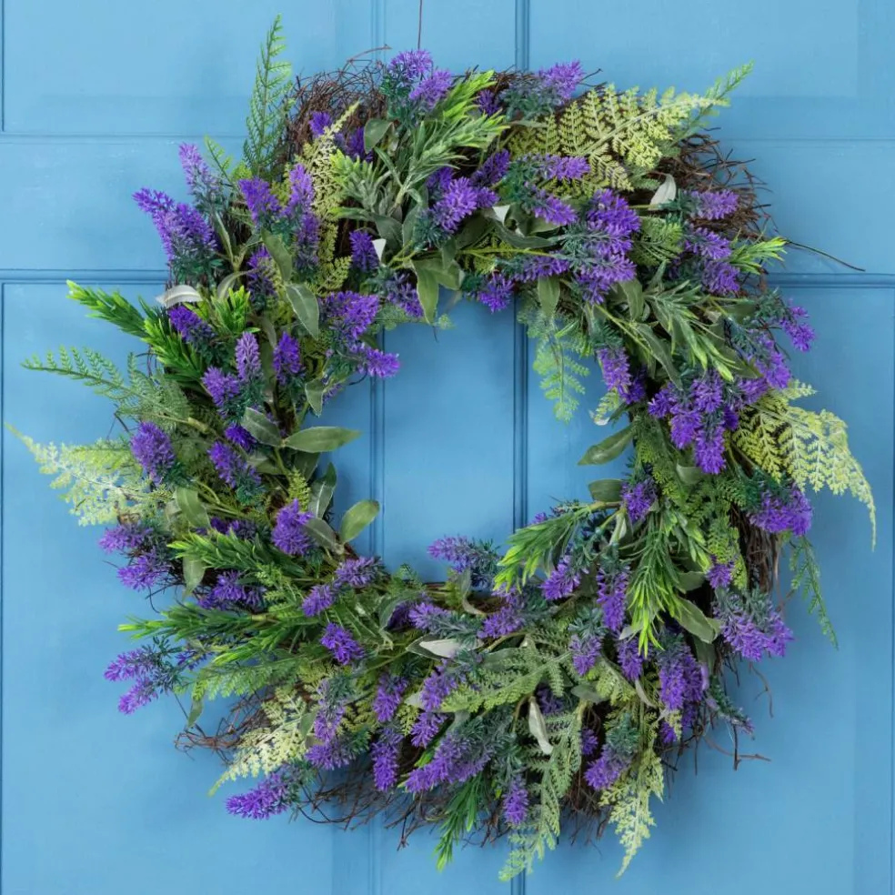 Northlight Lavender and Spring Foliage Artificial Floral Wreath - 24"
