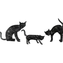 Northlight LED Lighted Black Cat Family Outdoor Halloween Decorations - 27.5" - Set of 3