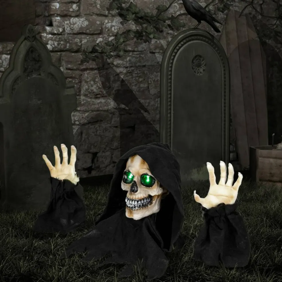 Northlight LED Lighted Grim Reaper with Sound Outdoor Halloween Decoration - 8"