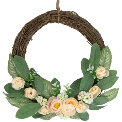 Northlight 14" Mini Peach Rose Half Floral Spring Wreath