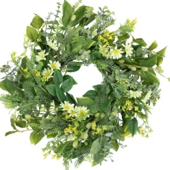 Northlight Mixed Foliage and Daisy Spring Wreath - 20"