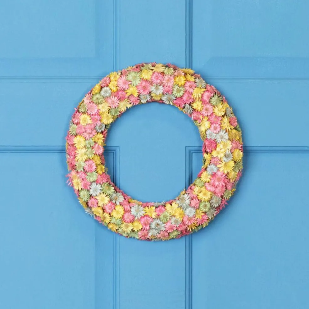 Northlight Multi-Colored Daisy Artificial Spring Floral Wreath, 10-Inch