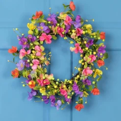 Northlight Wild Flowers and Berries Artificial Spring Twig Wreath - Multi-Color - 20"