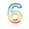Number 6 Birthday Candles with Rainbow Border – 1 Candle