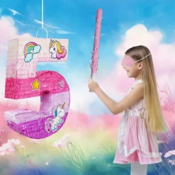 Number 5 Unicorn Pinata for Girls 5th Birthday Party with Party Favors Supplies for 5 year old Birthday Party Game Decorations (Number 5)