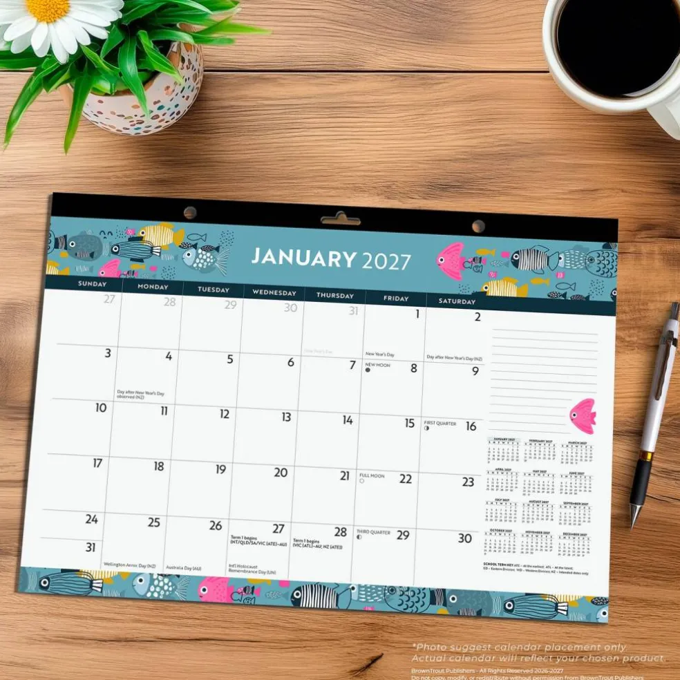 Ocean Adventures | 2027 17 x 12 Inch Monthly Desk Pad Calendar