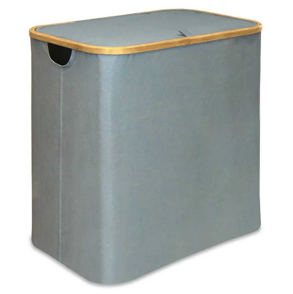 Oceanstar Double Soft Sided Laundry Hamper Sorter With Bamboo Rim Lid