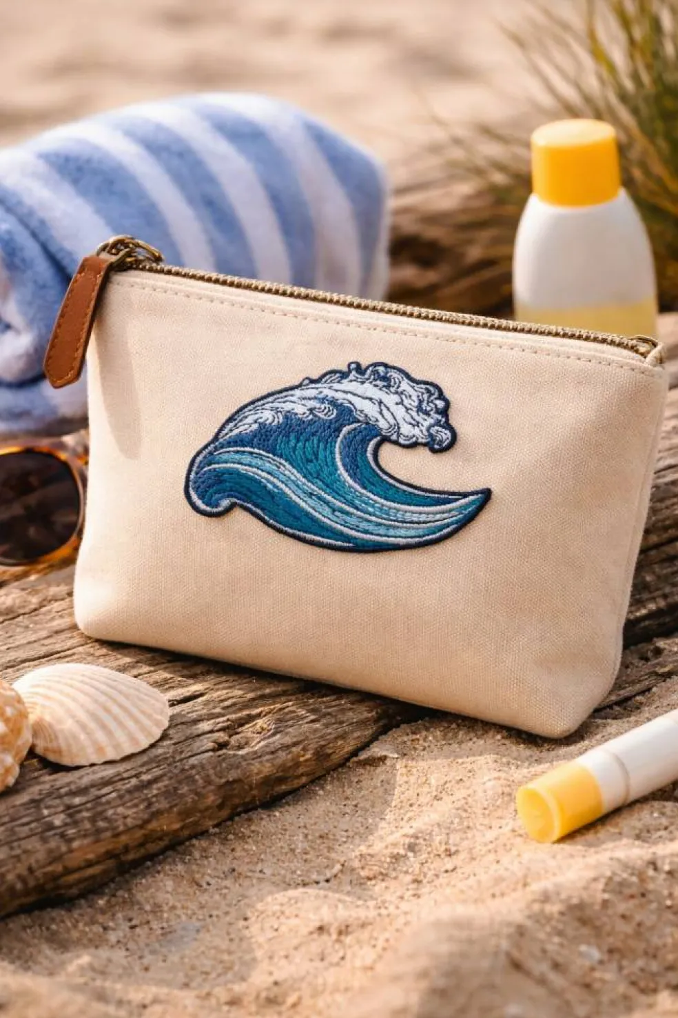 Ocean Wave, Beach, Coastal, Embroidered, Iron on Patch
