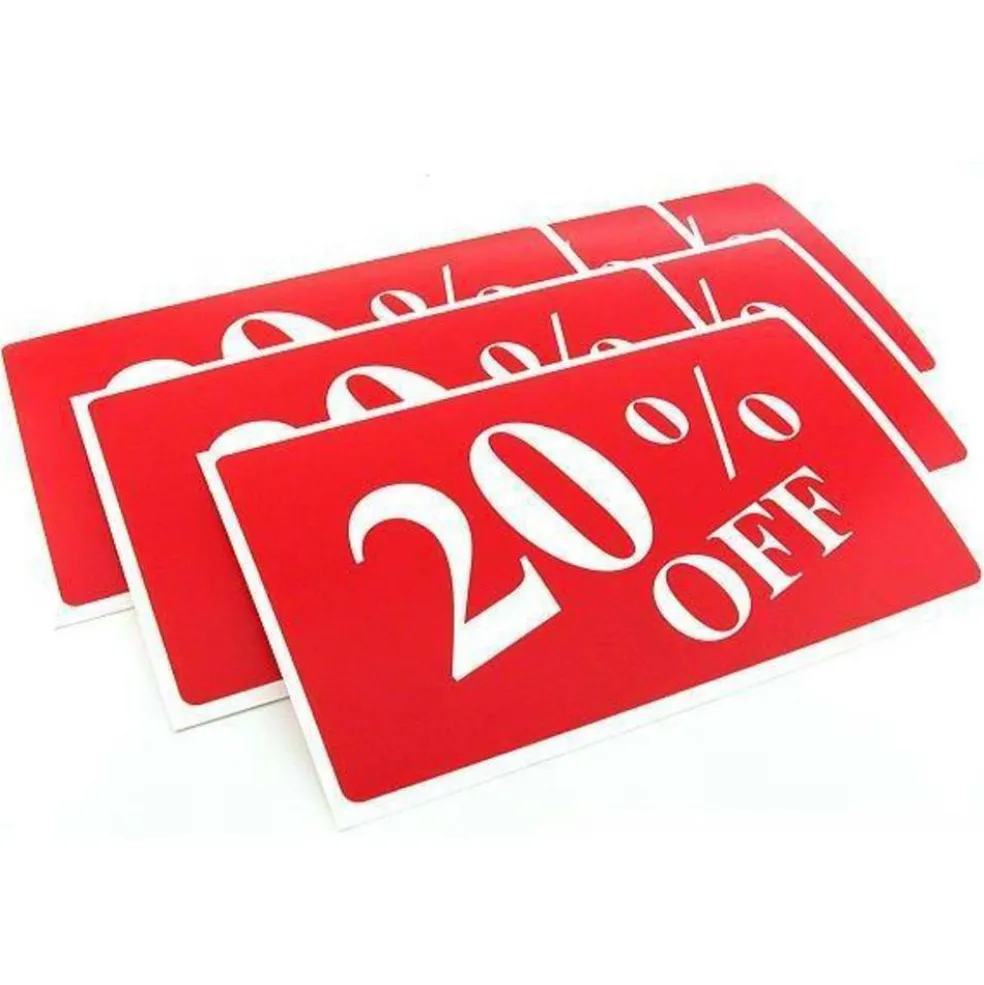 6 20% Off Display Signs Showcase Window Sale Message