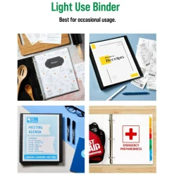 Office Essentials Economy View 3 Ring Binders, 1" Round Rings, 1.4" Spine, 175-Sheet Capacity, White Binders (12-Pack of 03424)