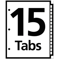 Office Essentials Table 'n Tabs 11 in. x 8.5 in. 15-Tab 1 to 15 Dividers - White/Assorted Tabs (1-Set)