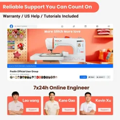 Official POOLIN EOC03RE(2in1) Computerized Sewing & Embroidery Machine 9.25x4in Large Area, 4.3in Big LCD Touchscreen Wifi Availabable with Starter Kit 207 Stitches &154 Built-in Patterns for Business Order DIY Hobby, Family Women Gift, DIY Crafts