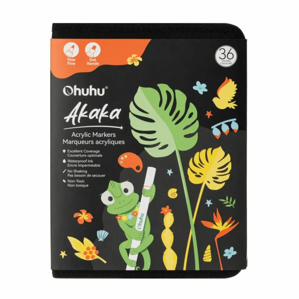 Ohuhu® Akaka 36 Color Dot & Fine Dual Tip Acrylic Paint Markers