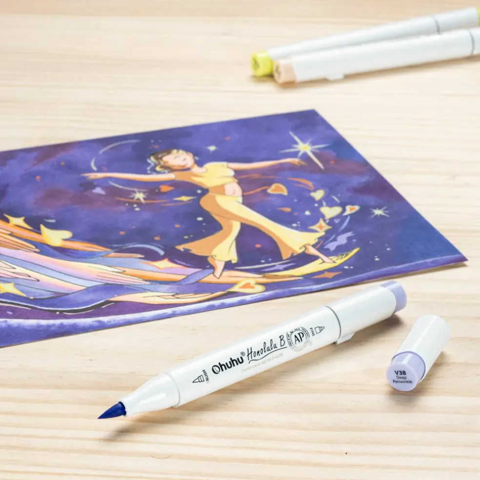 Ohuhu® Honolulu B Brush & Fine Dual Tip Marker