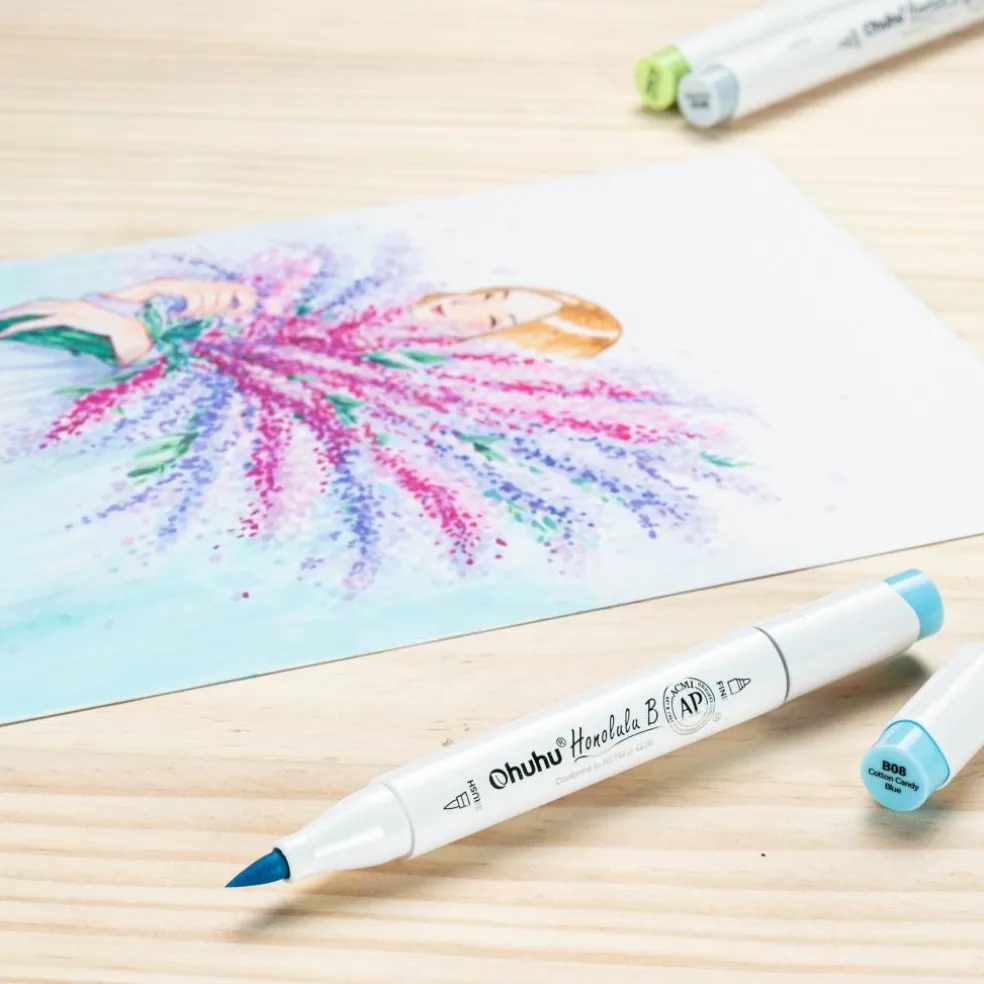 Ohuhu® Honolulu B Brush & Fine Dual Tip Marker